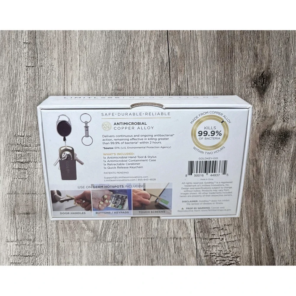 Goldkey Antimicrobial Hand Tool & Stylus w/ Case/Keychain/Carabiner in Black NEW